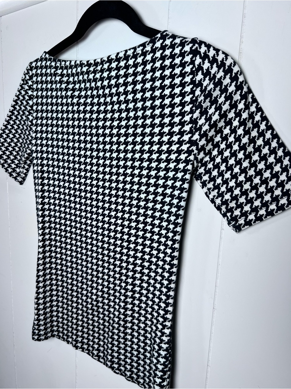 Lauren Ralph Lauren Black and White Houndstooth Short Sleeve Top Cotton size XS - Picture 7 of 11